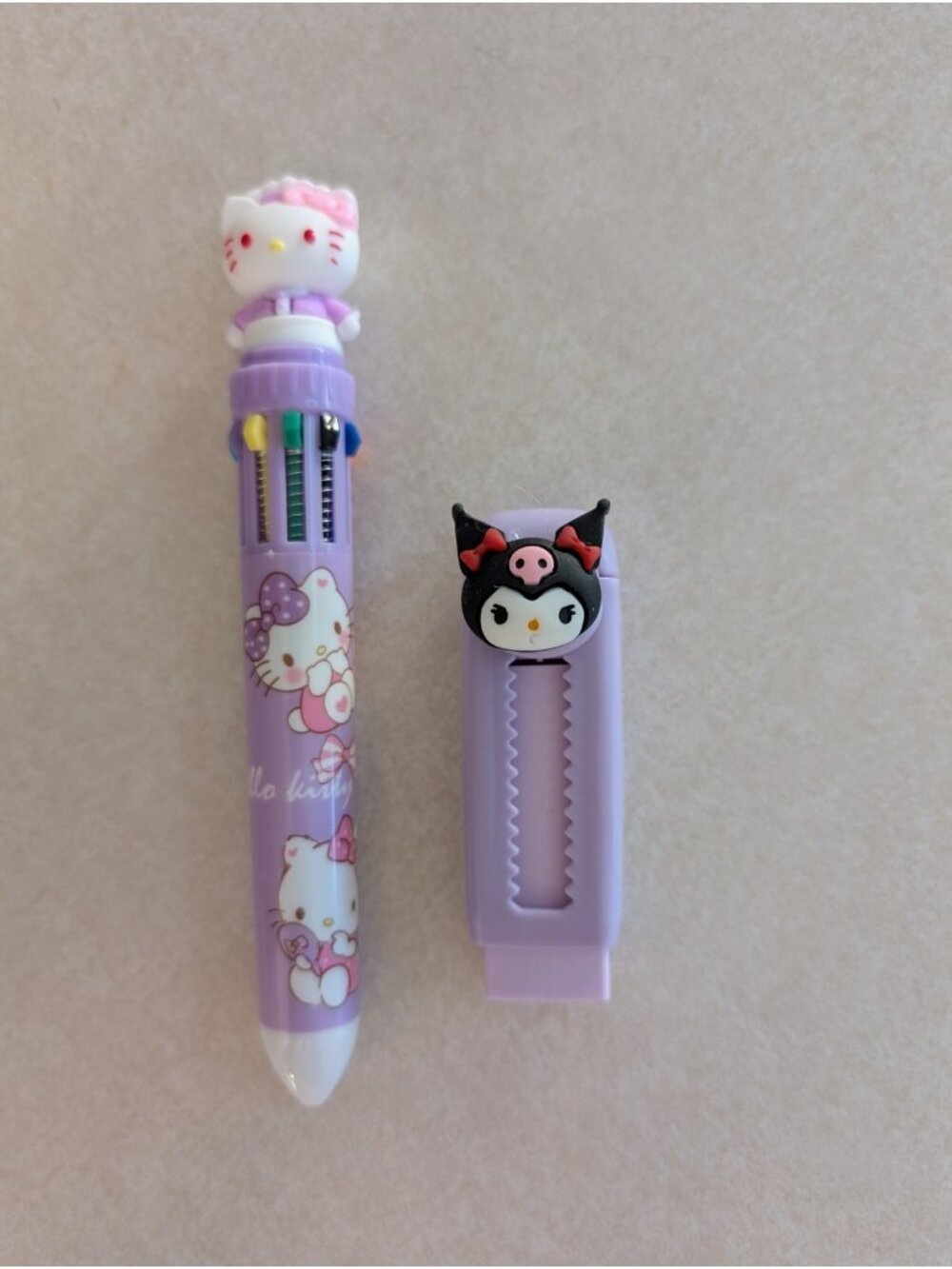Hello Kitty Multicolor 10-in-1 Ink Pen + Kuromi Eraser Set Cute Sanrio Station